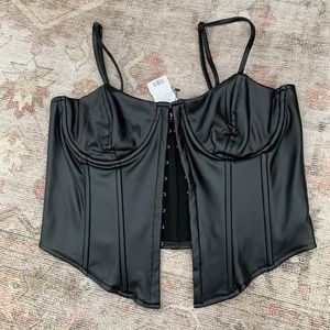 Faux Leather Black Corset